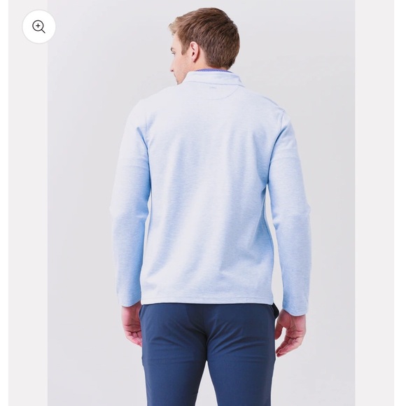 MIZZEN+MAIN Men's Proflex Quarter-Zip Heathered Light Blue Large - Picture 11 of 12